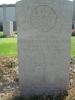 Albert Lyons' Headstone, St. Sever Cemetery, Rouen, France | Leslie Lyons