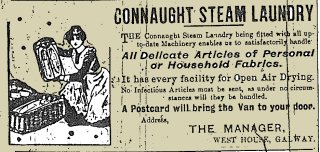 Connaught Steam Laundry Advertisement from the Galway Express, 1.1.16