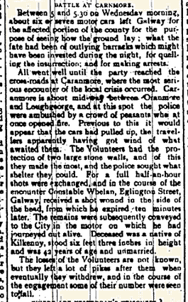 Snippet from the Tuam Herald 29 April 1916